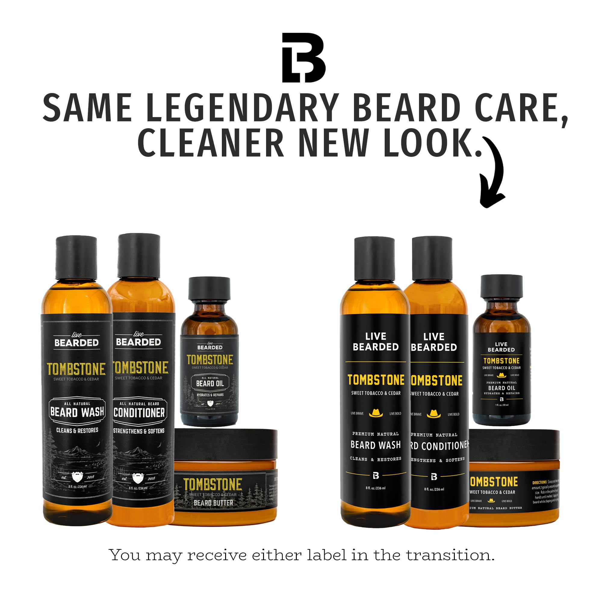 Live Bearded beard wash bottle demonstrates cleansing for a softer, more manageable beard.