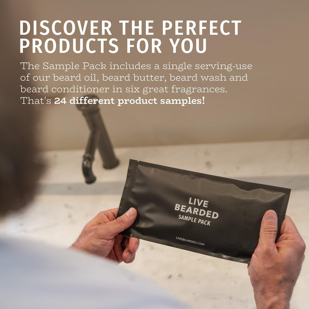 Live Bearded sample-pack beard butter tub for hydrated, manageable beard.