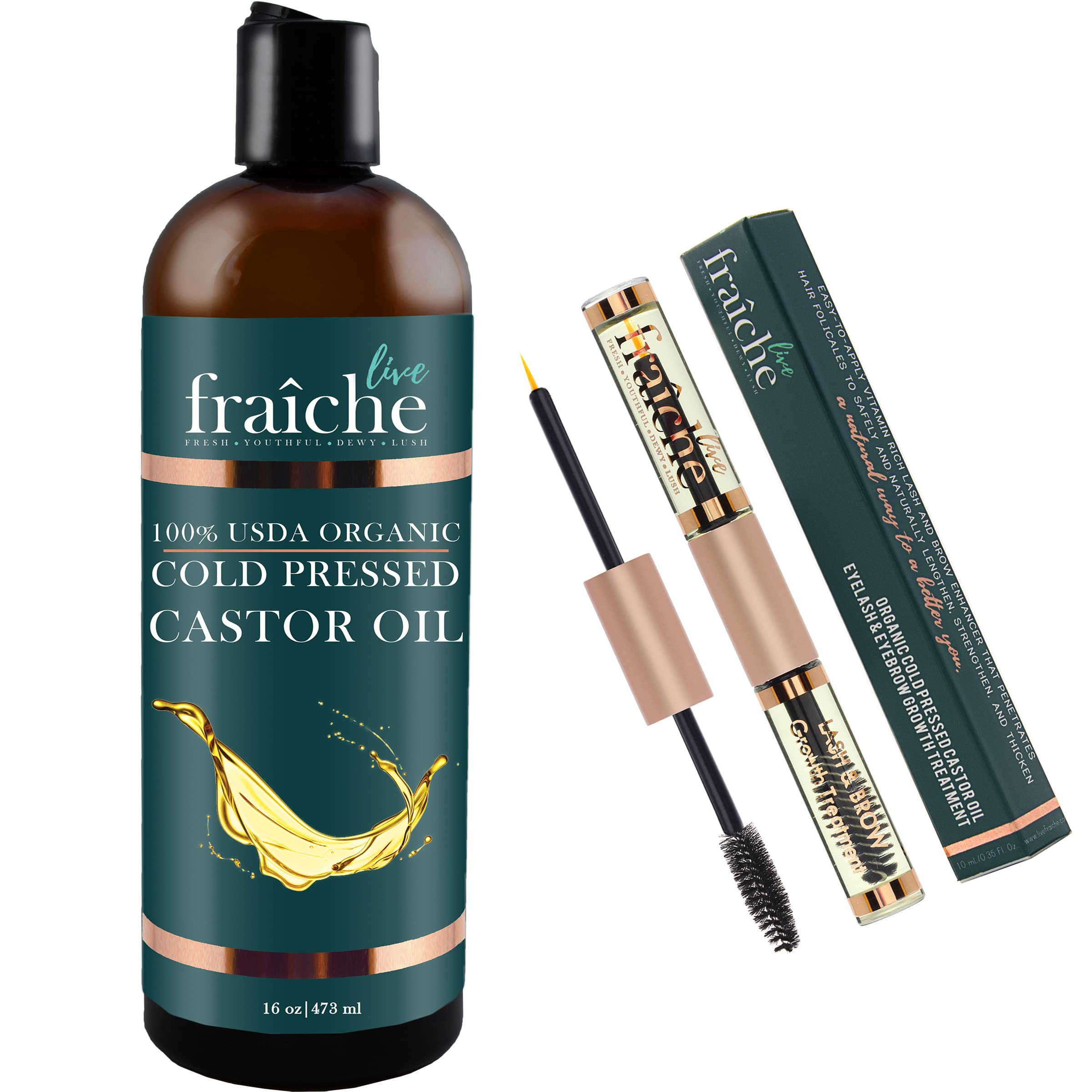 Live Fraiche Castor Oil 16oz bottle for skin and hair nourishment