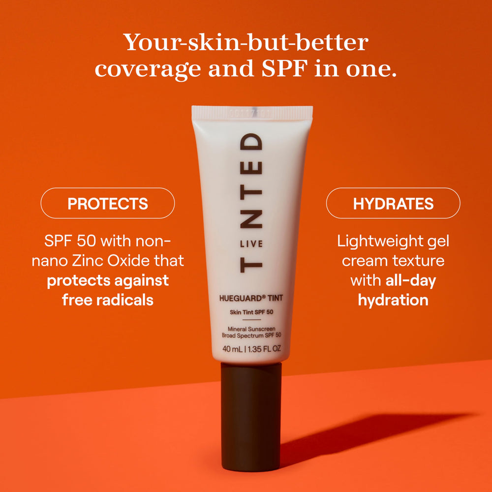 Hueguard texture swirl demonstrates buildable coverage for a natural glow