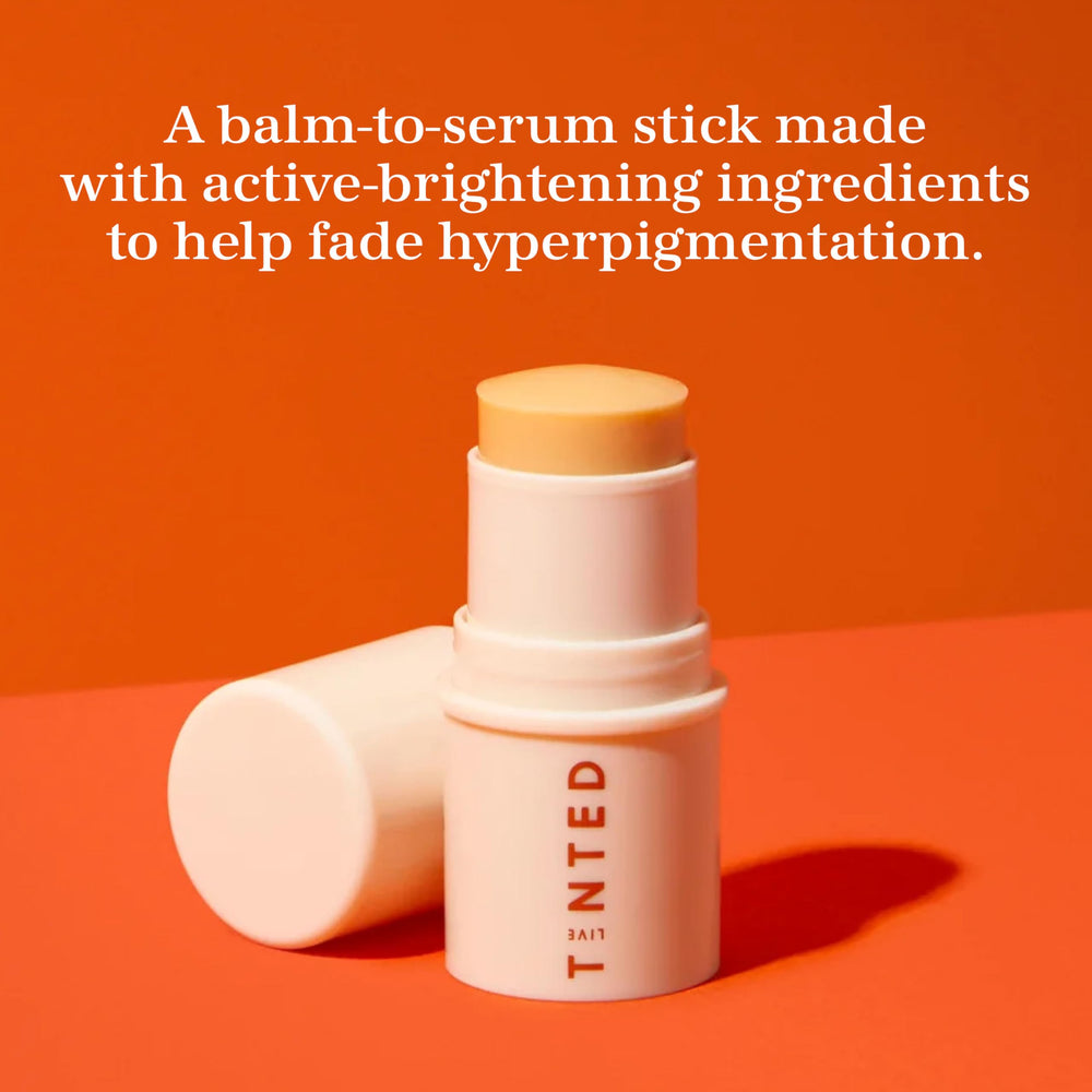 Live Tinted Superhue Serum Stick texture swirls into skin for quick roll-on brightening