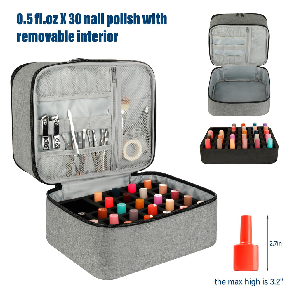 LIVEBAY nail polish organizer double-zip design protects contents and opens smoothly