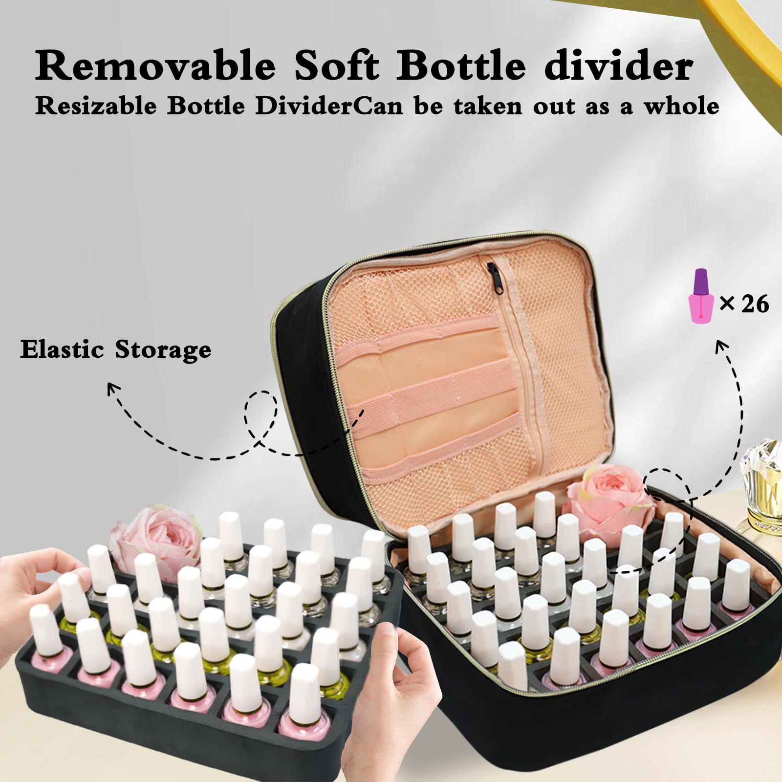 LIVEBAY Nail Polish Organizer high-density oxford fabric texture close-up