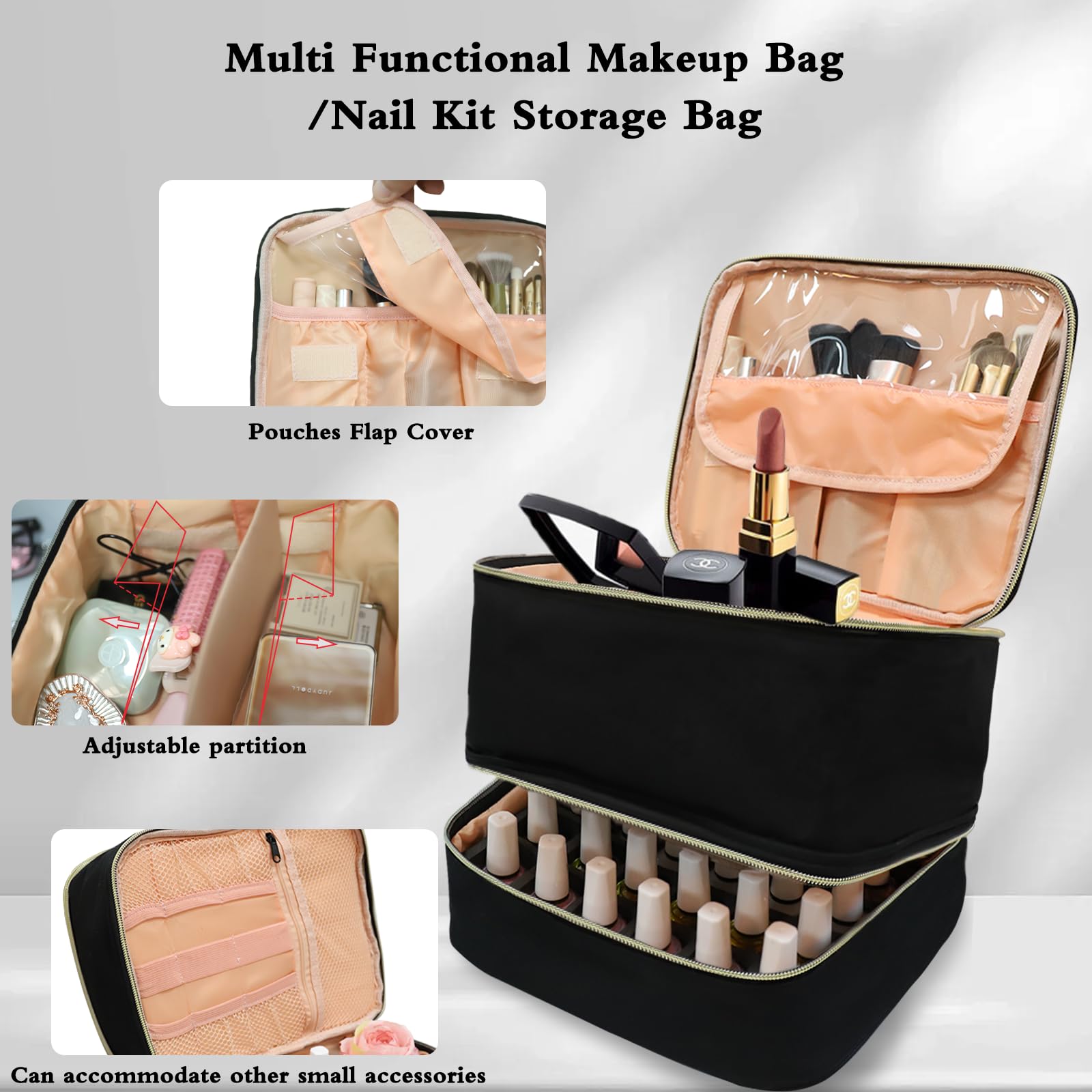 LIVEBAY Nail Polish Organizer removable foam divider for flexible layout