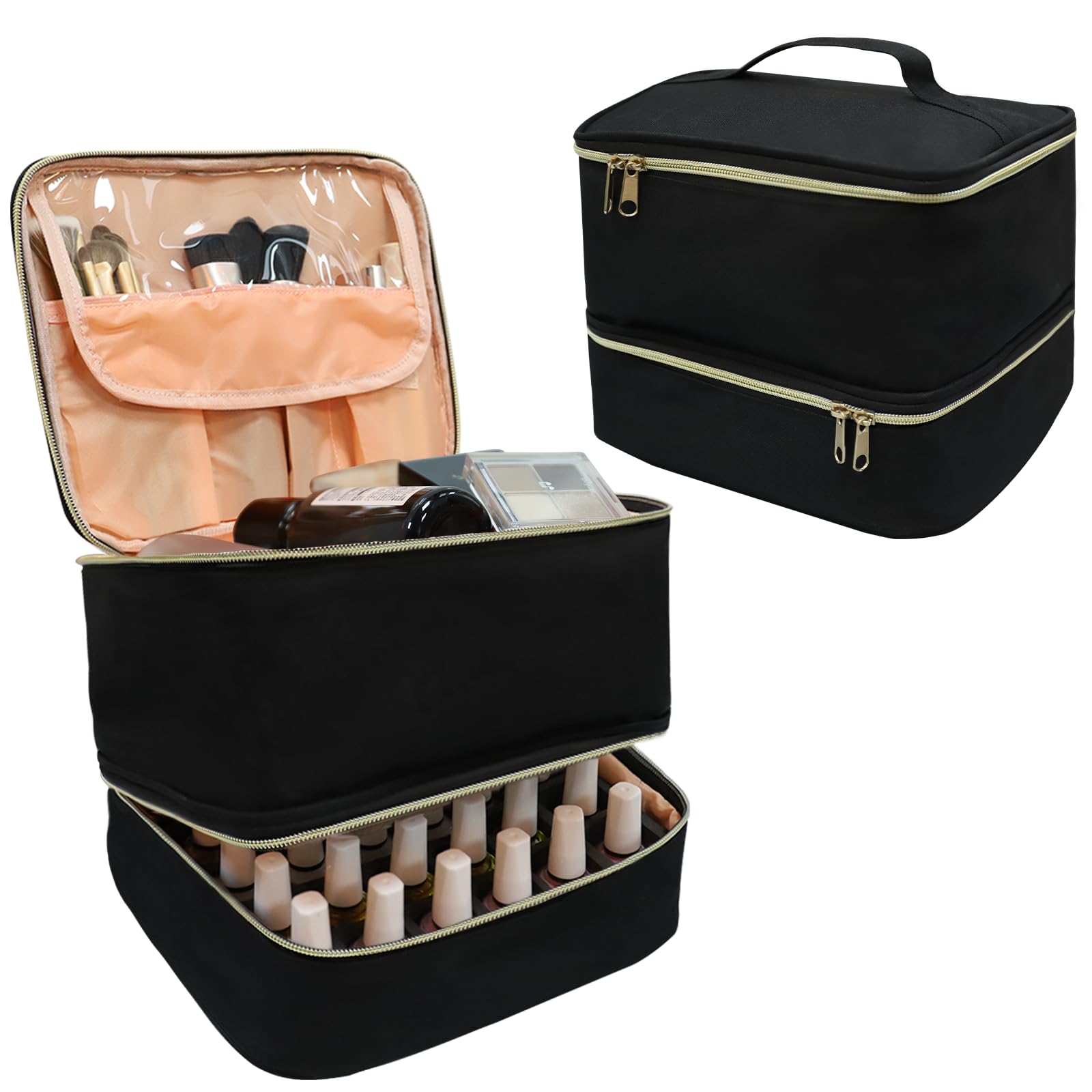 LIVEBAY Nail Polish Organizer top layer showing UV lamp storage for neat setup