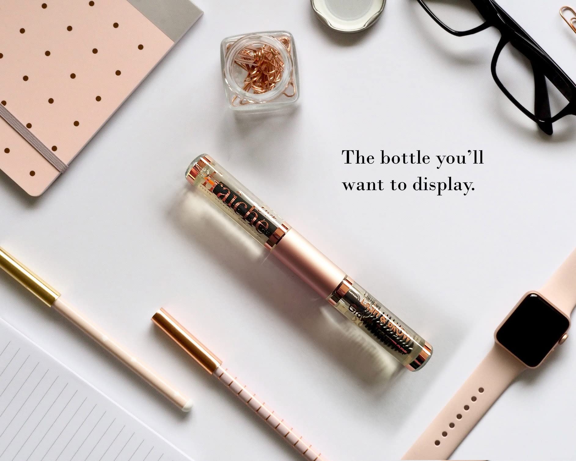 Live Fraiche dual-end applicator in use enables targeted application to lashes and brows.