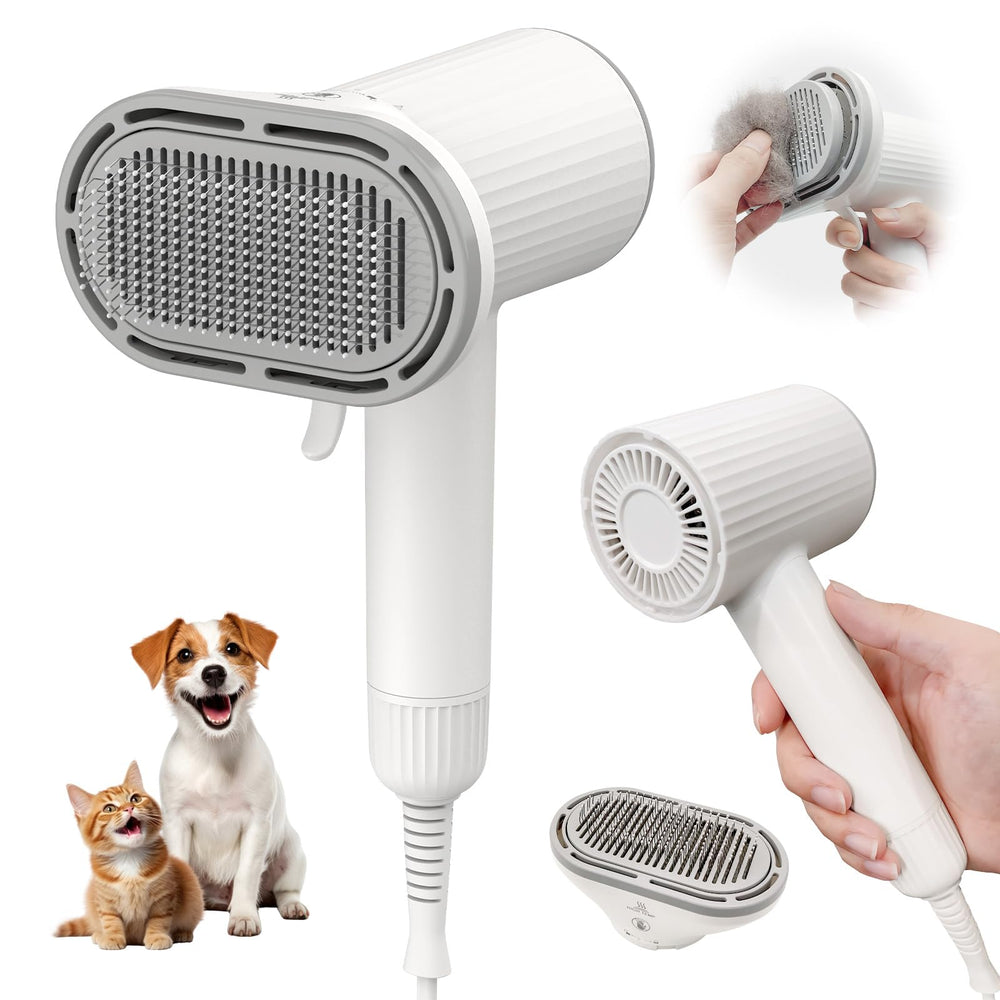 LIVEKEY dog hair dryer 2-in-1-brush showcases time-saving grooming.