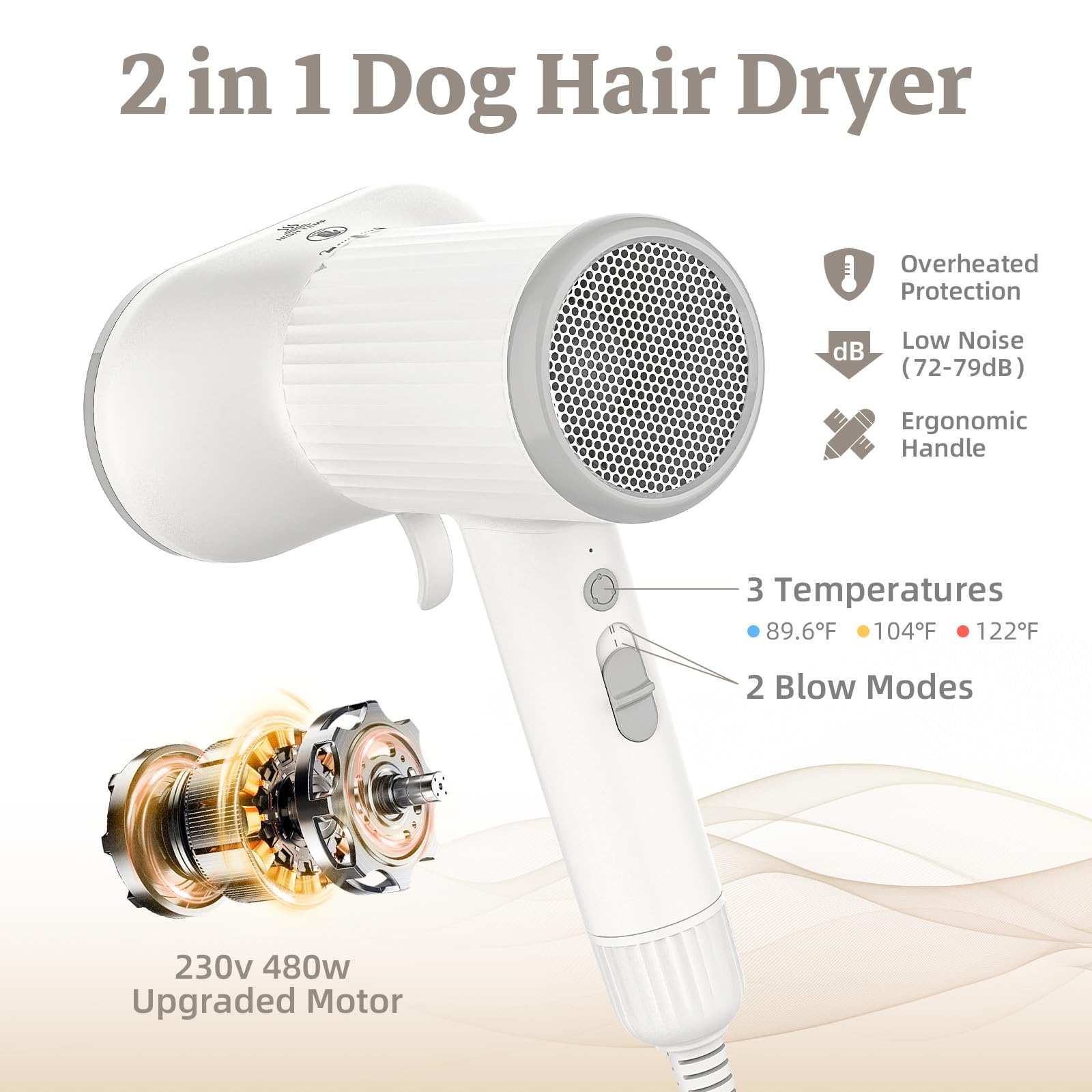 LIVEKEY dog hair dryer 3-temperature-2-speed setup enables tailored sessions.
