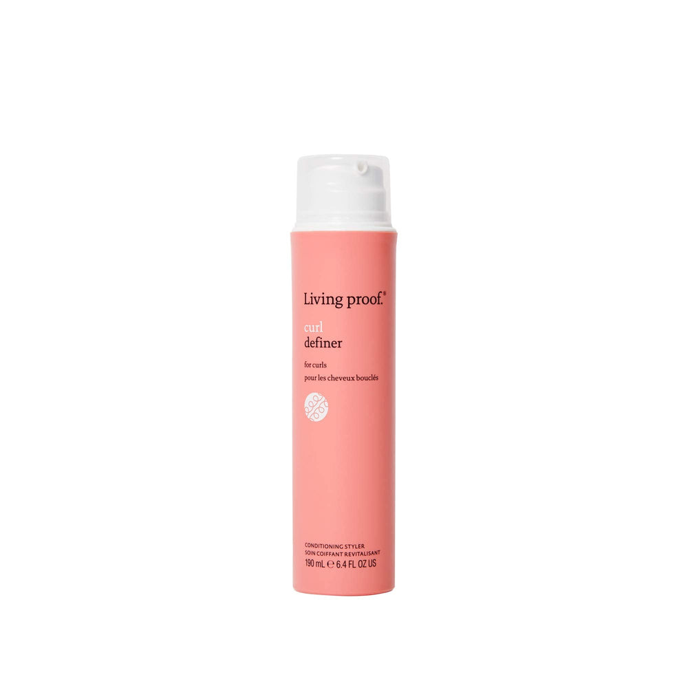Living proof curl definer bottle with pump for smooth, defined curls.