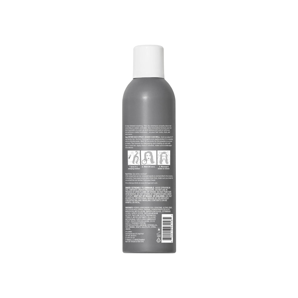 Living Proof Dry Shampoo demonstrates easy, mess-free bottle dispensing for quick use.