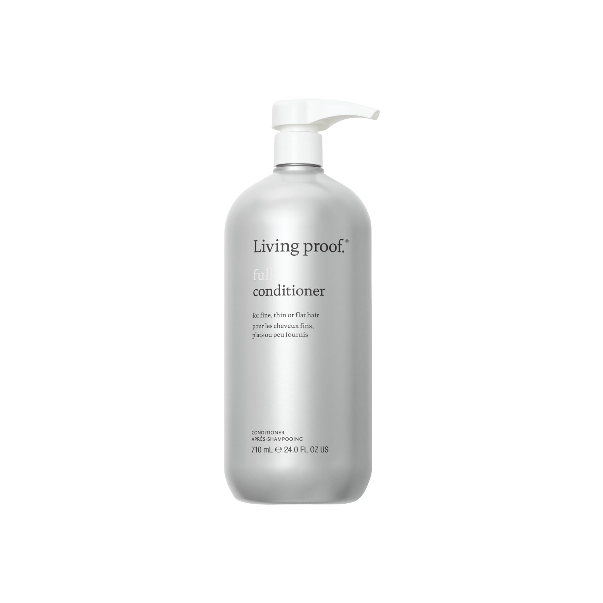 Living Proof Full Conditioner bottle close-up emphasizes volumizing formula.