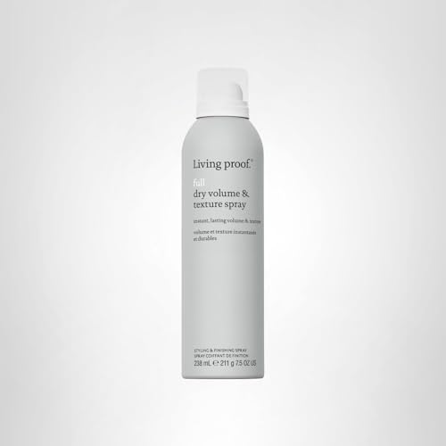 Living proof Full Dry Volume & Texture Spray seven-point-five-oz packaging supports travel.