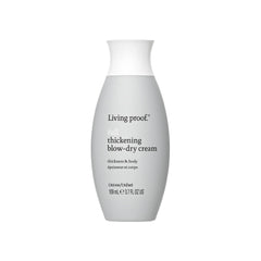 Living Proof Full Thickening Blow-Dry Cream bottle promises airy volume and lightweight conditioning.