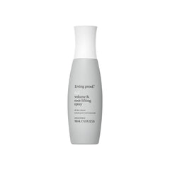 Living proof Full Volume Root-Lifting Spray bottle closeup highlighting root lift potential.