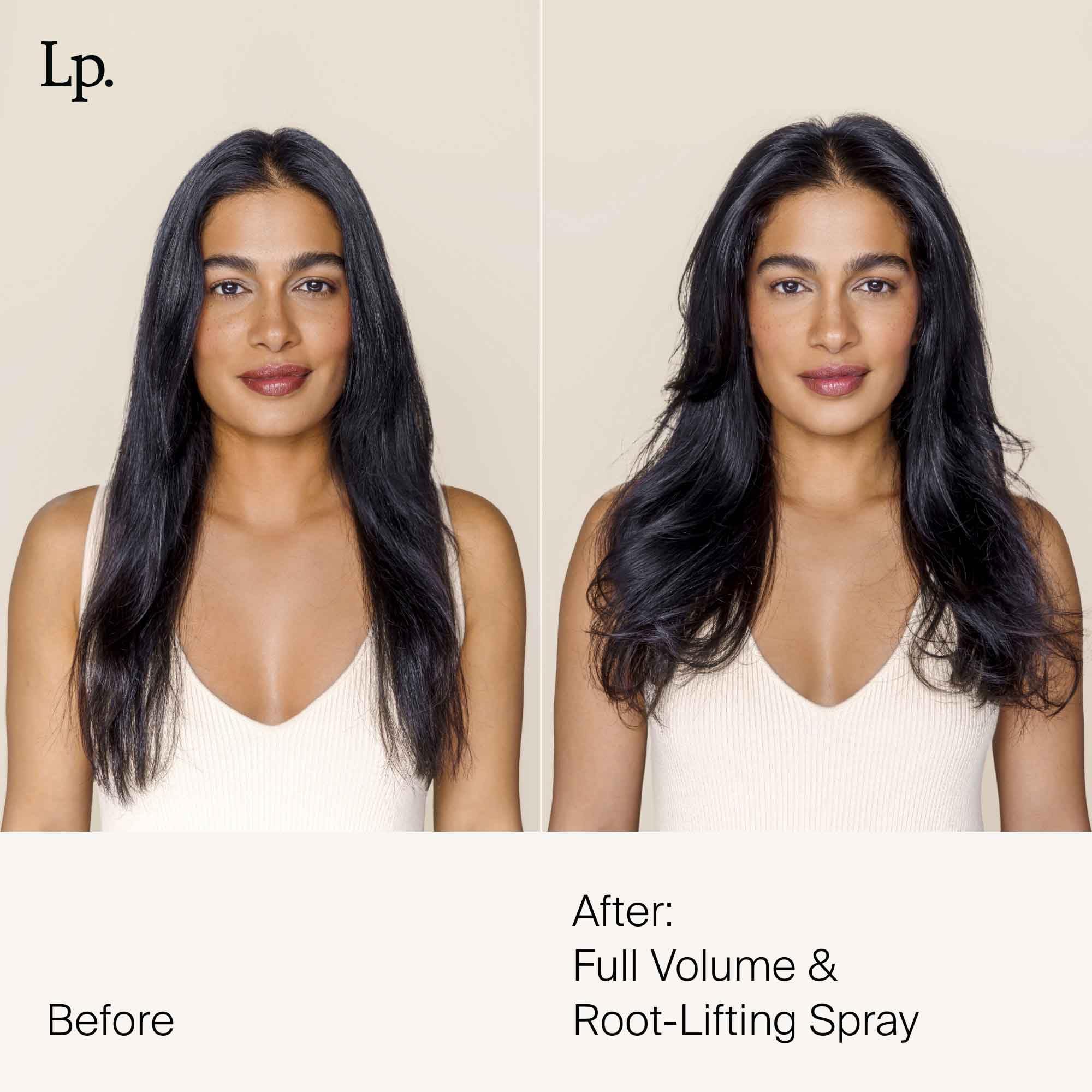 Living proof Full Volume Root-Lifting Spray shows no heavy residue after styling.