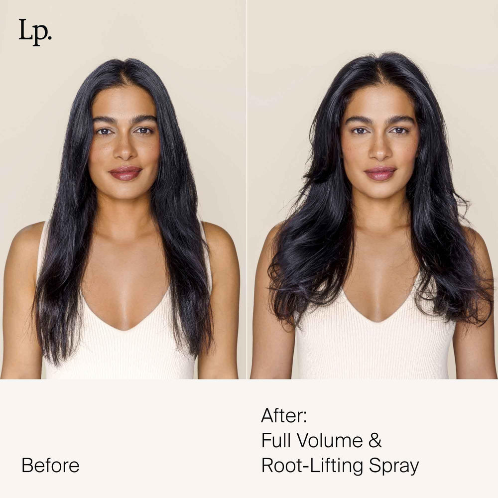 Living proof Full Volume Root-Lifting Spray shows no heavy residue after styling.