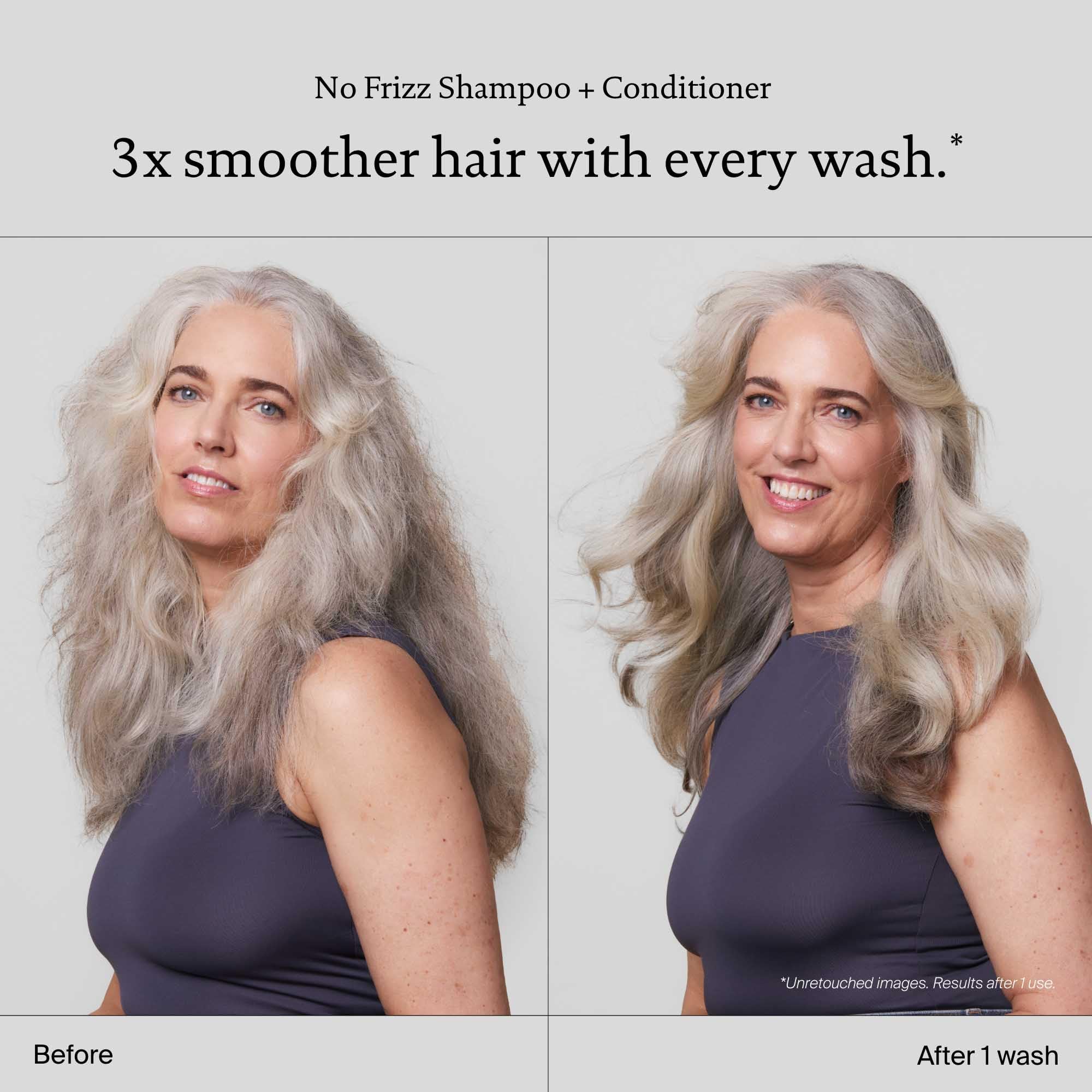 Living Proof No Frizz Conditioner applied during daily routine
