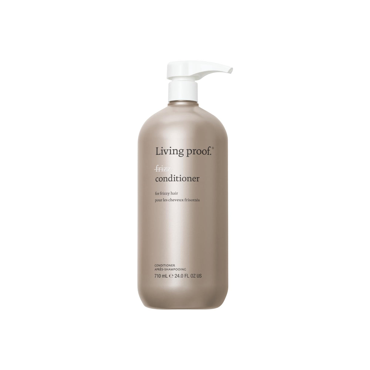 Living Proof No Frizz Conditioner bottle demonstrating frizz control and smoothness
