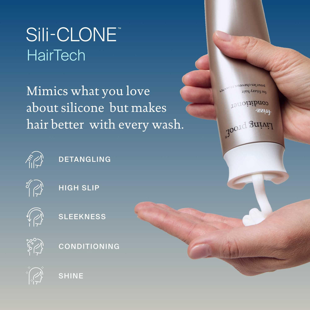 Living Proof No Frizz Conditioner label detail noting humidity protection