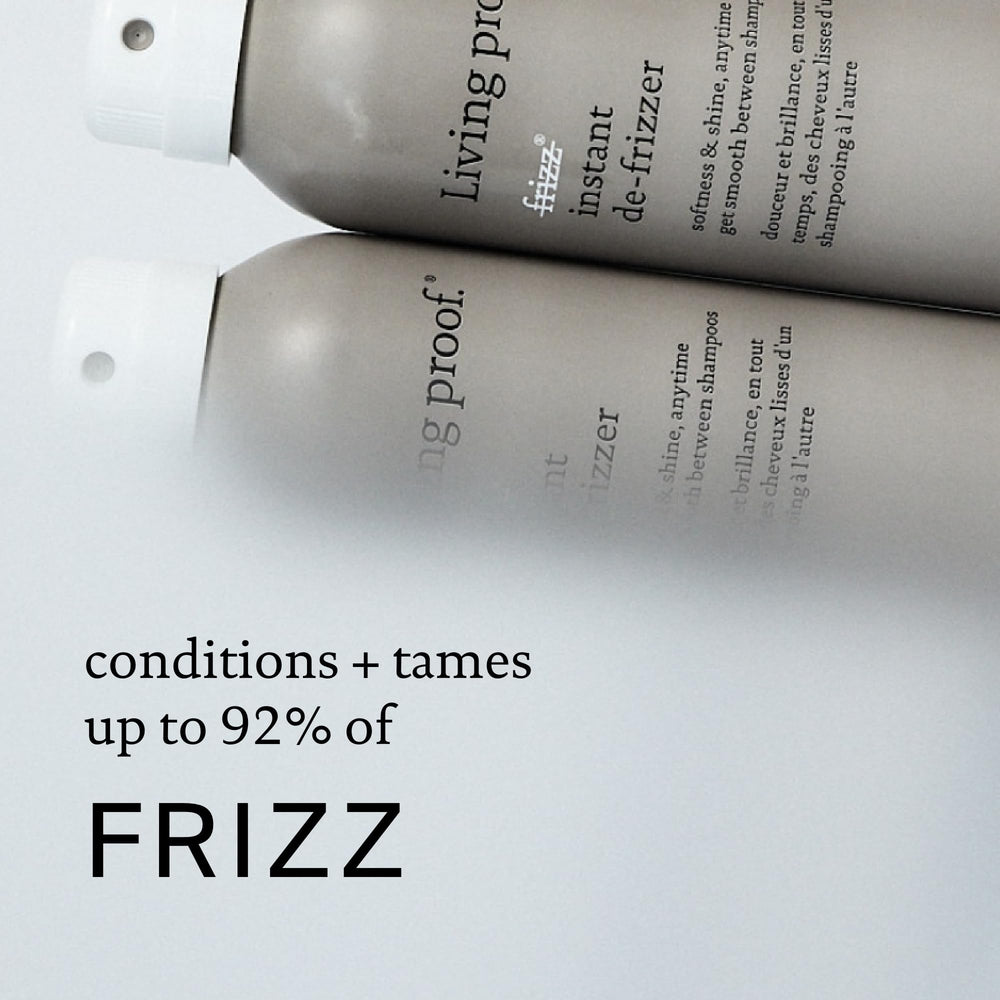 Living Proof No Frizz Instant De-Frizzer mist for quick refresh on frizz-prone hair.