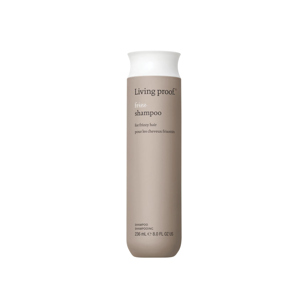 Living Proof No Frizz Shampoo bottle front highlighting frizz control benefits