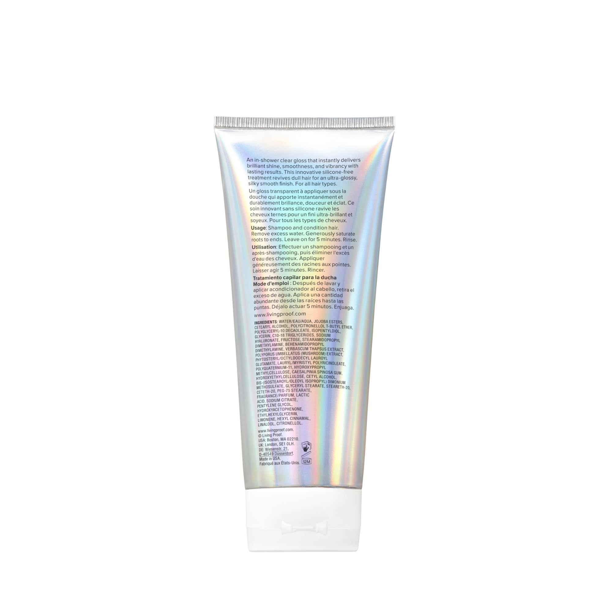 Living Proof PhD High-Shine Gloss hero-model hair, vibrant, healthy-looking strands.