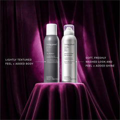 Living Proof Presenting Double the Clean Advanced Clean dry shampoo texture after use with added shine
