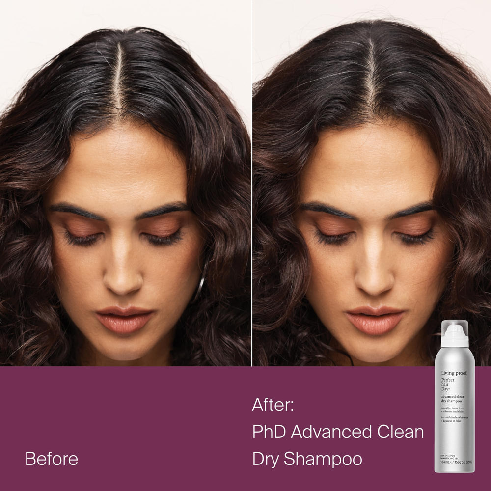 Living Proof Presenting Double the Clean original dry shampoo spray for fast oil absorption