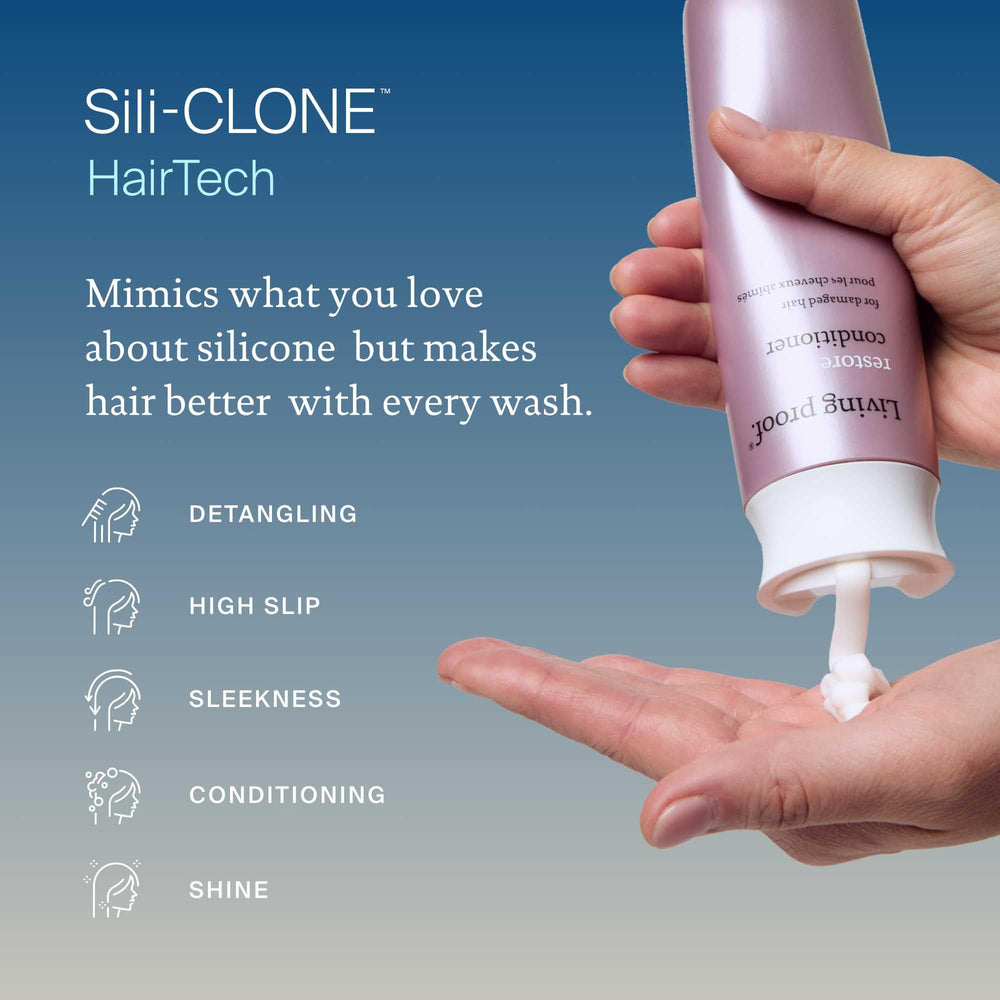 Living Proof Restore Conditioner silicone-free formula supports effortless detangling and protection.
