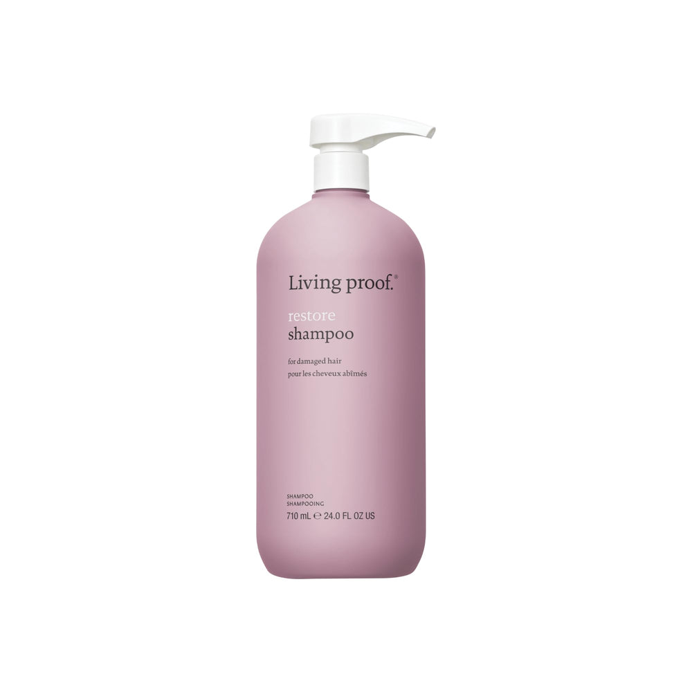 Living Proof Restore Shampoo bottle front with shine-boosting restoration
