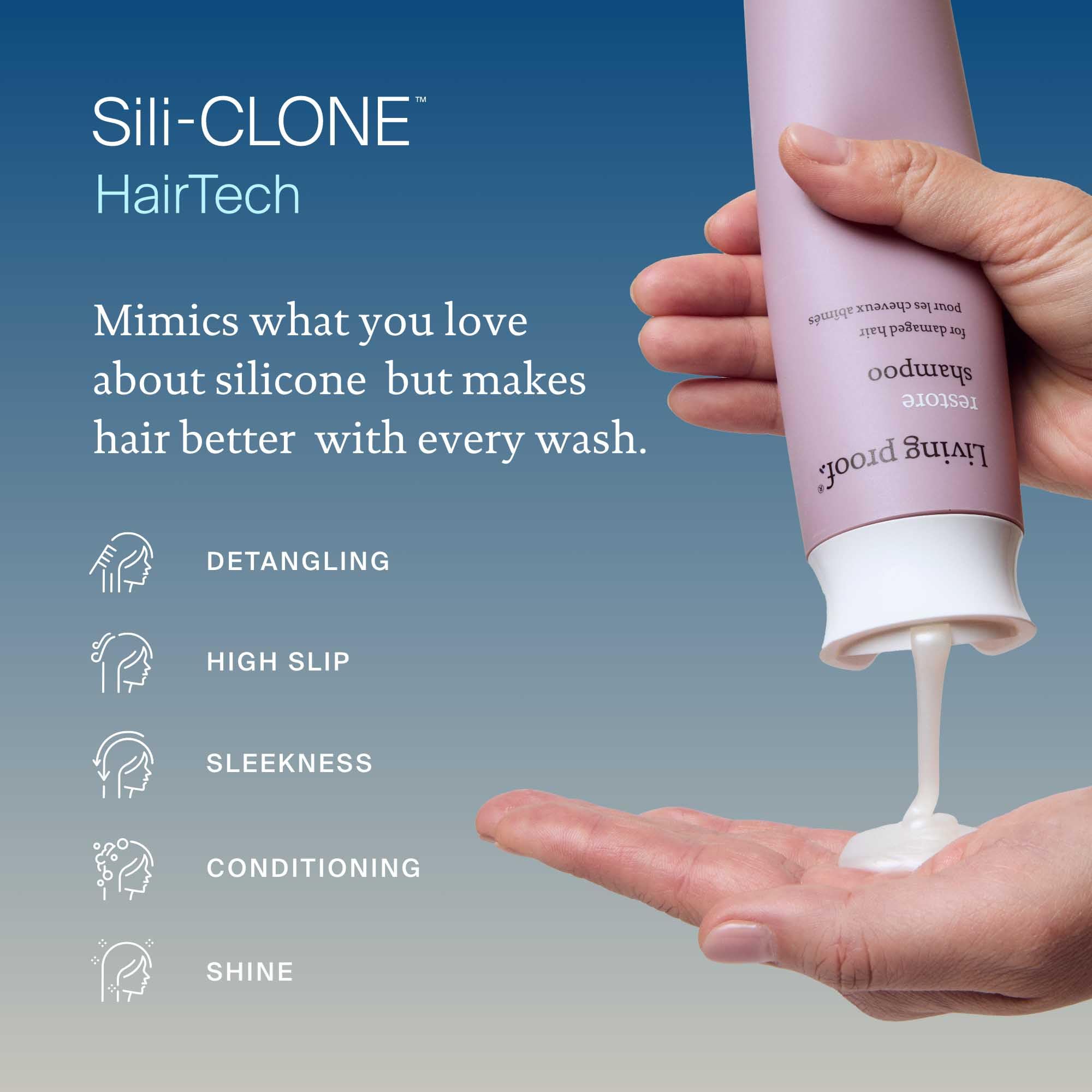 Living Proof Restore Shampoo cleans dirt, oil, sweat and pollution from hair