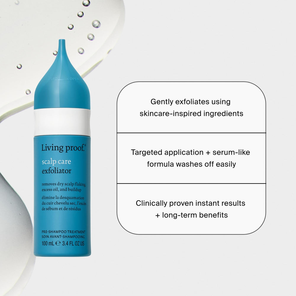 Living Proof Scalp Exfoliator during-use view highlights even coverage