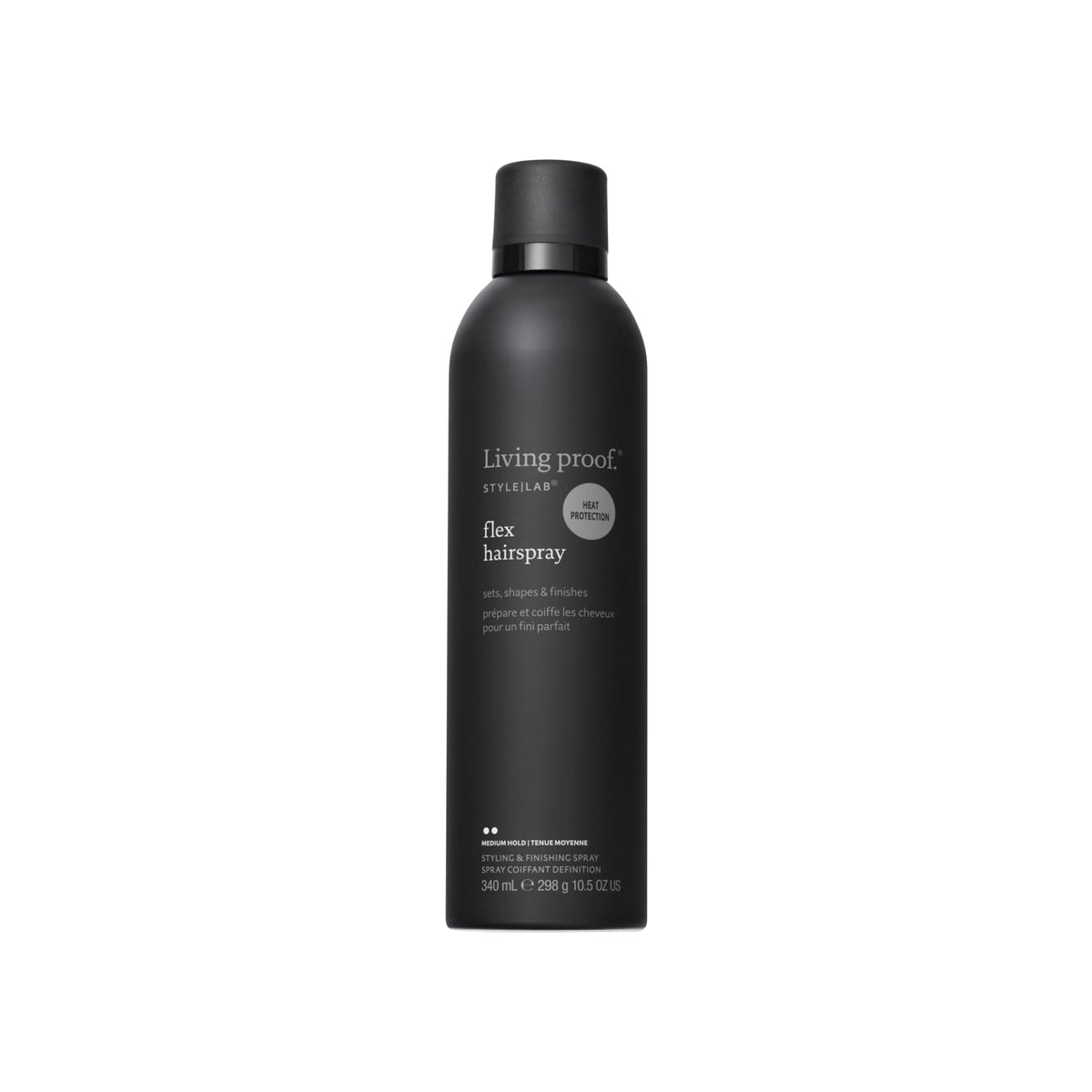 Living Proof Style Lab Flex Hairspray bottle closeup shows flexible hold for everyday styling