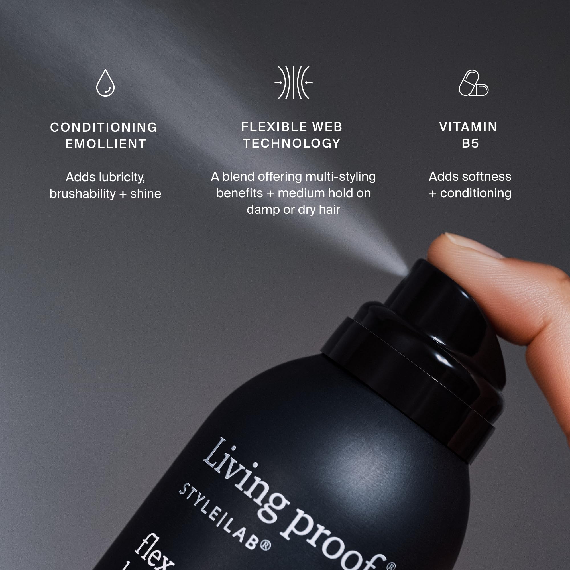 Living Proof Style Lab Flex Hairspray hair setting on damp or dry hair enables layerable style