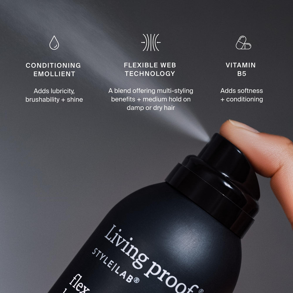 Living Proof Style Lab Flex Hairspray hair setting on damp or dry hair enables layerable style