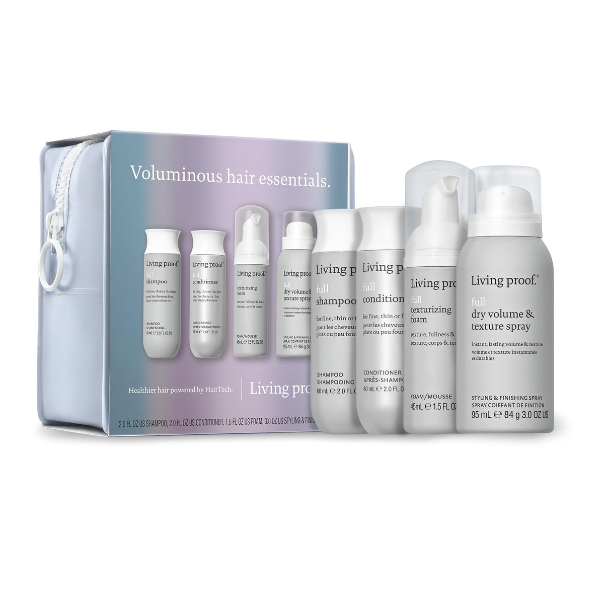 Living Proof Voluminous Hair Essentials Kit shampoo travel shot boosts fullness