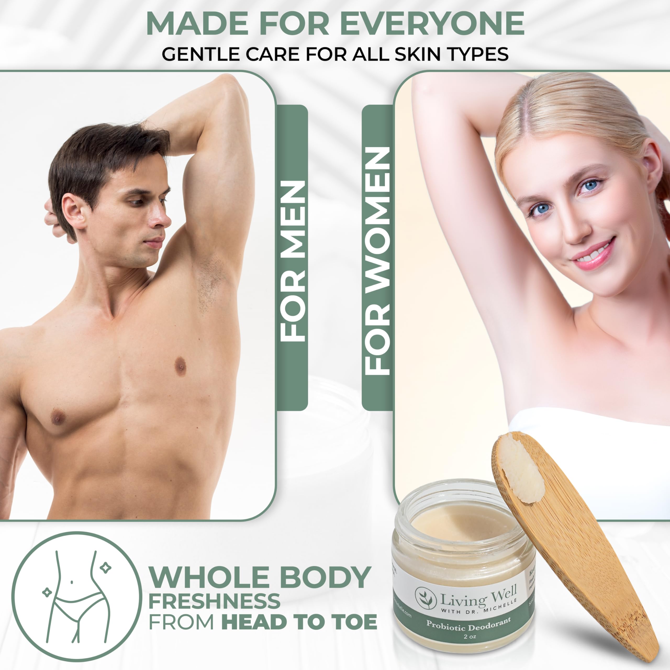 Living Well with Dr. Michelle probiotic deodorant cream skin-balance focus highlights gentle care for sensitive skin