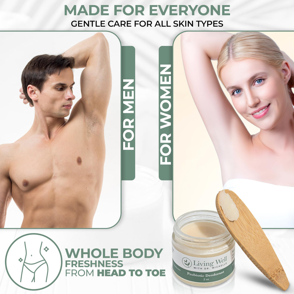 Living Well with Dr. Michelle probiotic deodorant cream skin-balance focus highlights gentle care for sensitive skin