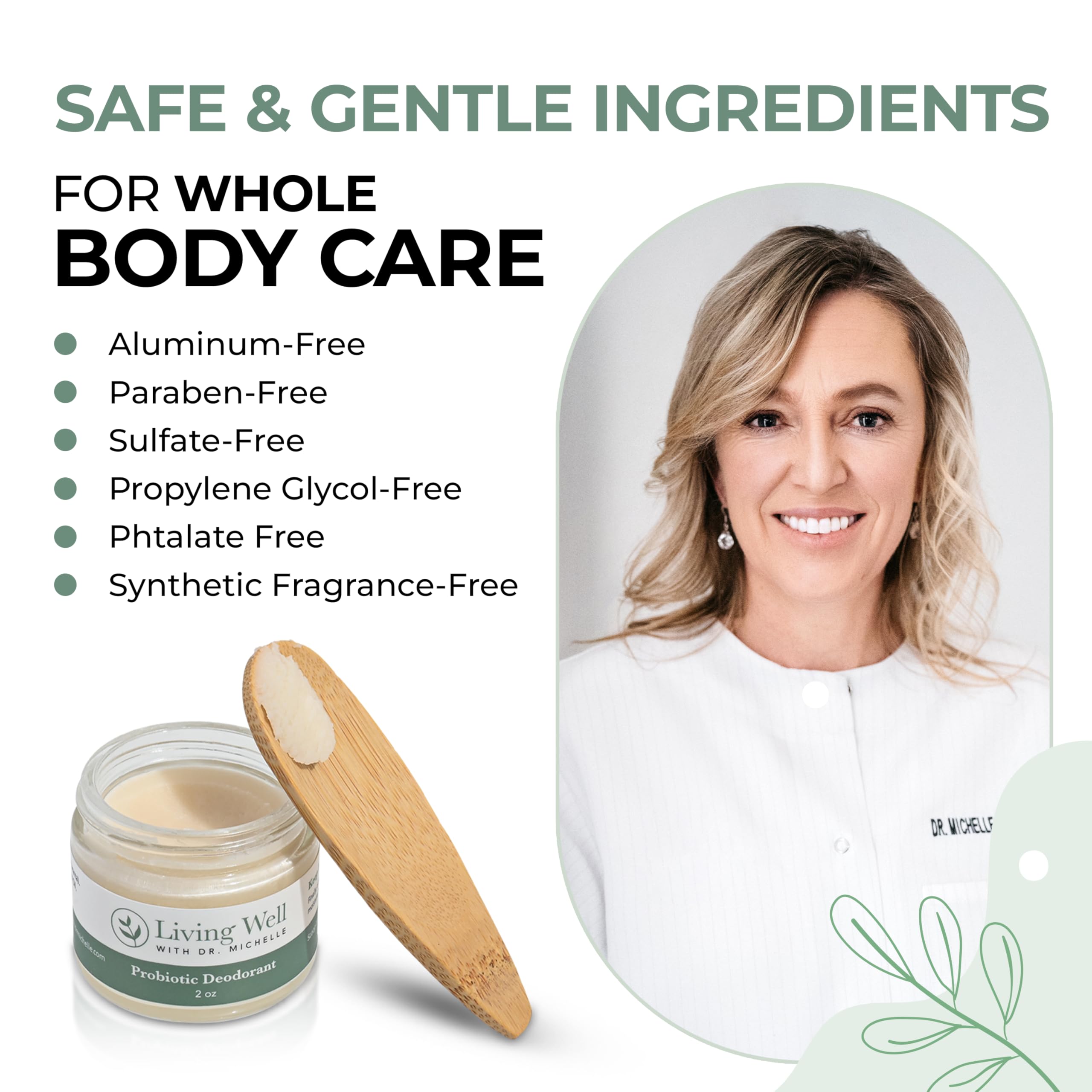 Living Well with Dr. Michelle probiotic deodorant cream underarms application shows easy, mess-free use