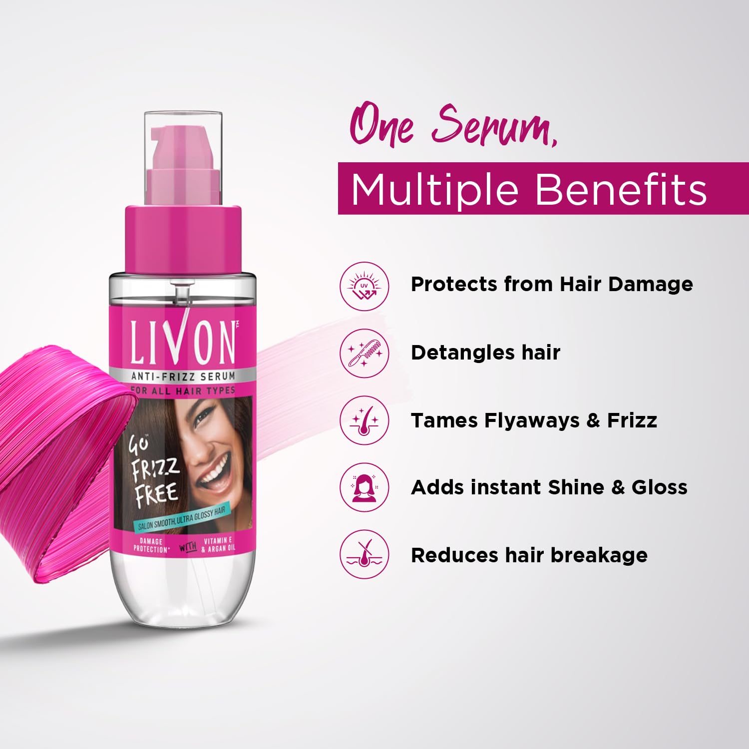 Livon Hair Serum suitable for all hair types demonstration