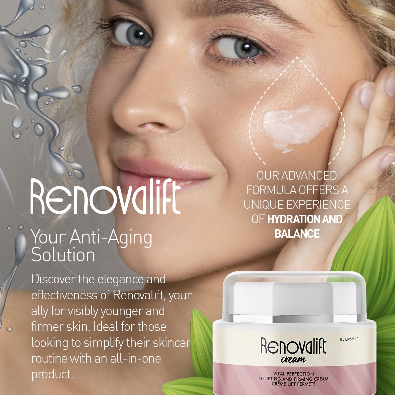 LIVORKA Renovalift cream dispense showing easy application