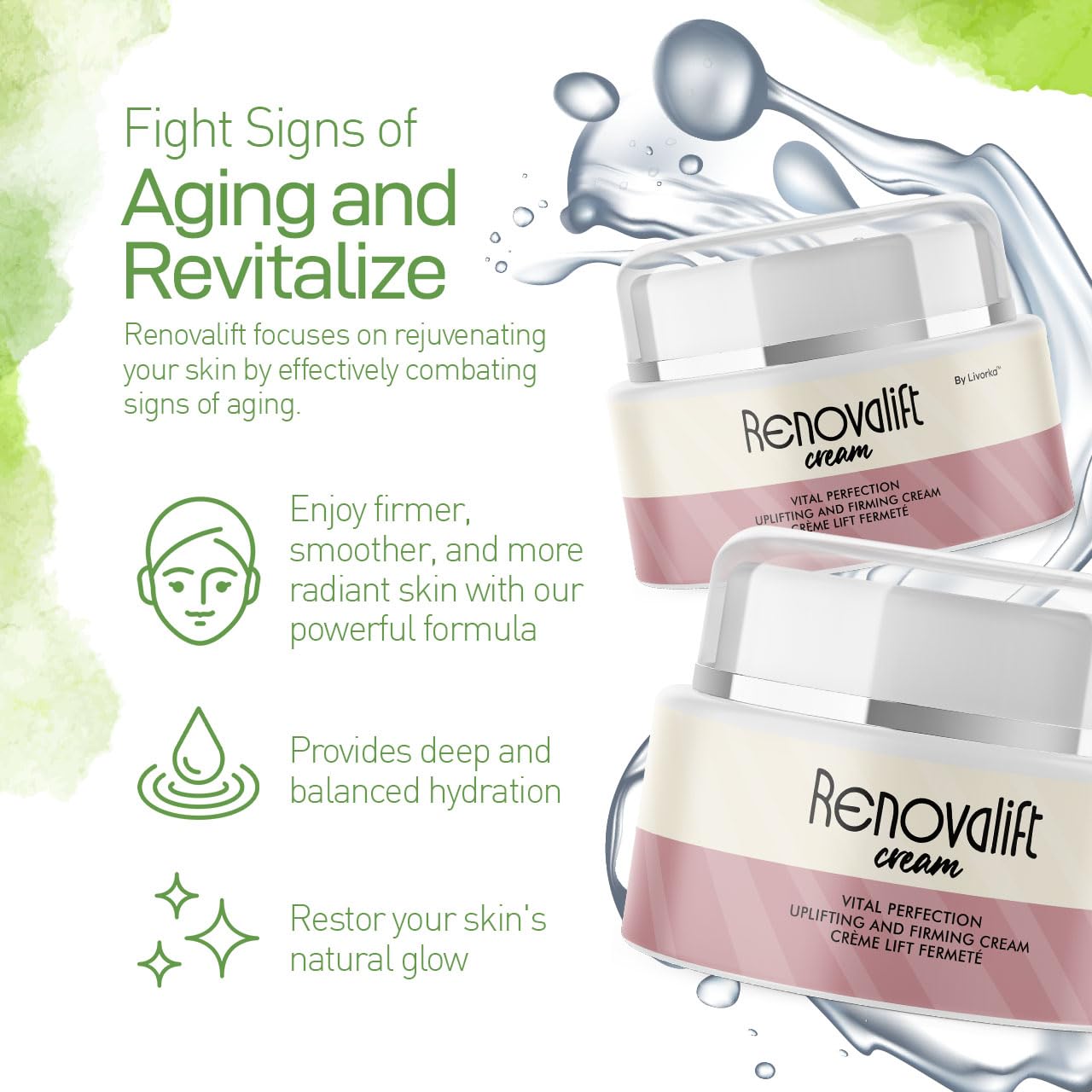 LIVORKA Renovalift face application with silky glide and quick absorption