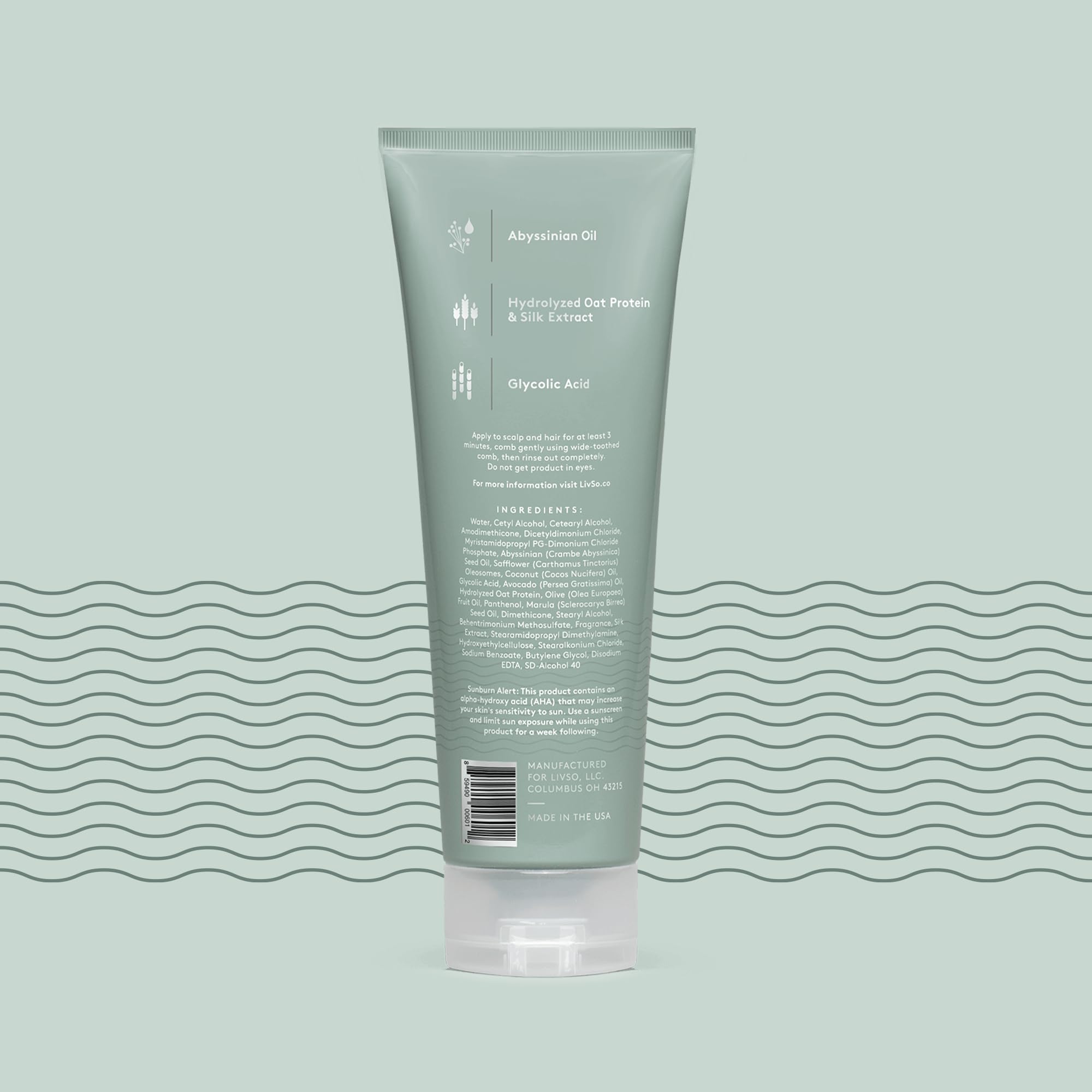 LivSo Moisturizing Scalp Conditioner label closeup highlights natural ingredients