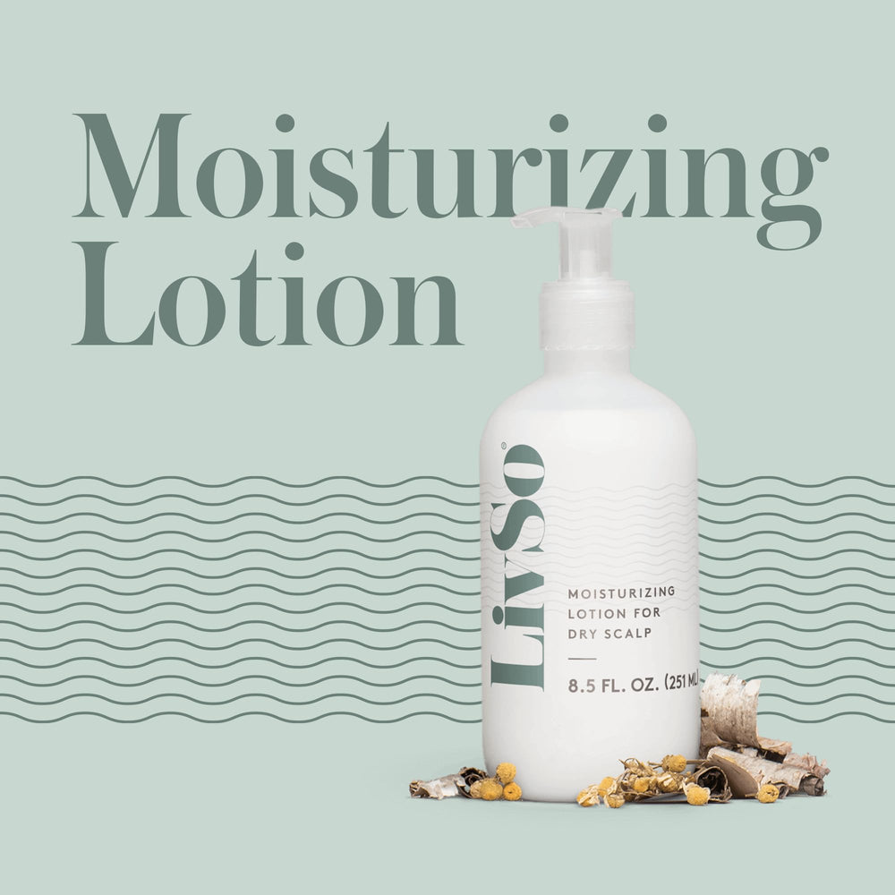 LivSo Moisturizing Scalp Lotion texture close-up shows smooth, non-greasy hydration for hair.
