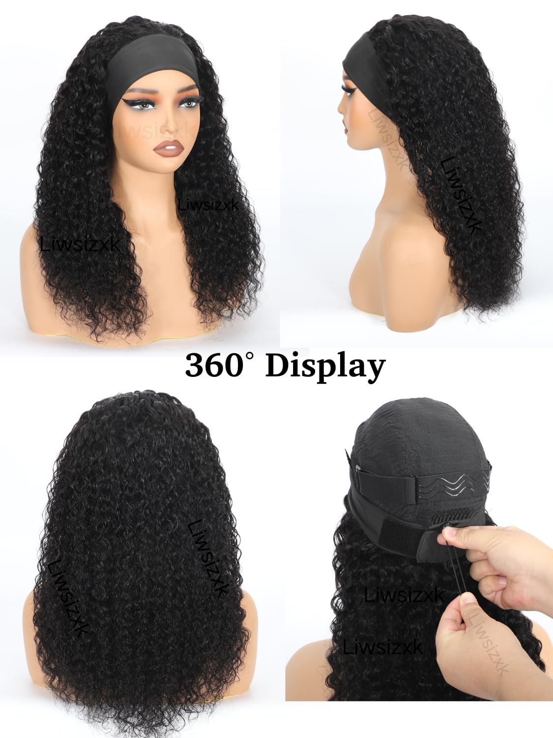 Liwsizxk glueless headband wig clip-ear-tabs for secure fit