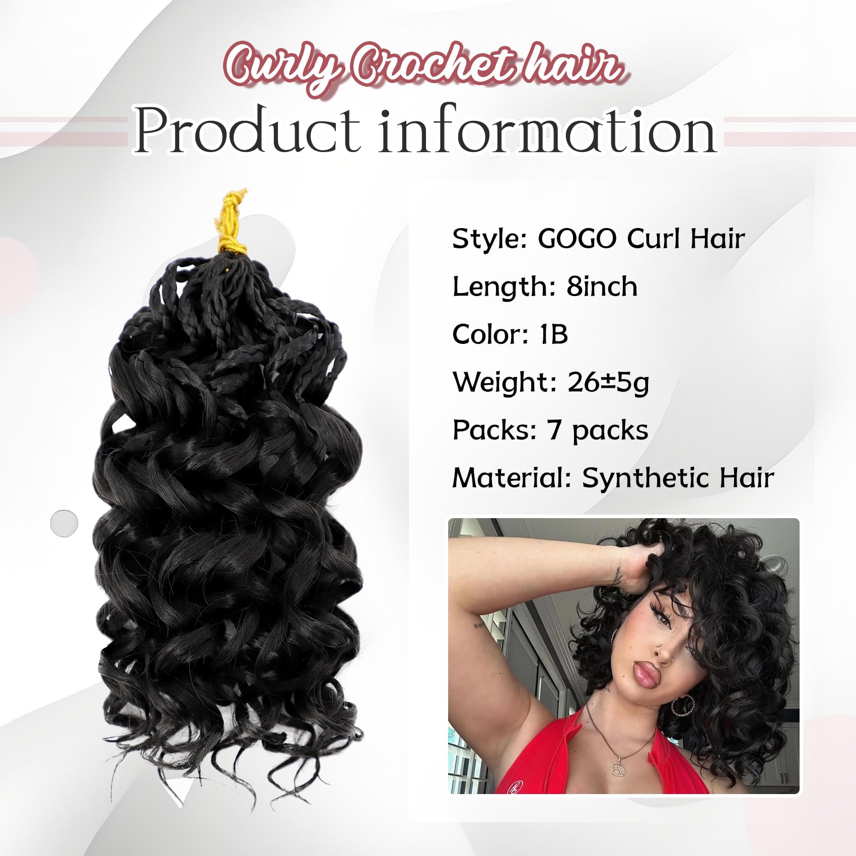 LIYATE Gogo Curl 8 inch crochet hair for lightweight, comfortable all-day wear.