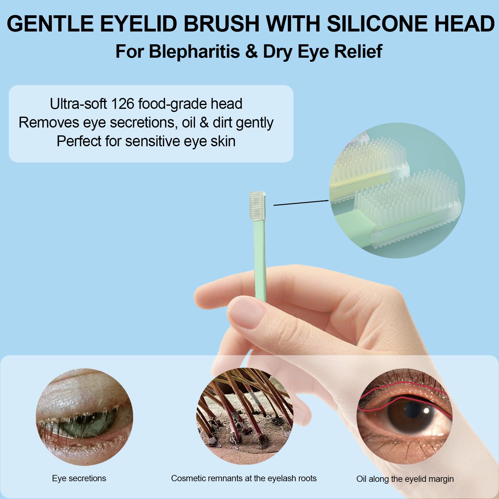LIZICH Eyelid Brush gentle cleaning action demonstrates irritation-free eyelid care