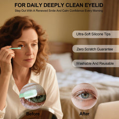 LIZICH Eyelid Brush targeted margin cleaning shows precise eyelid margin care