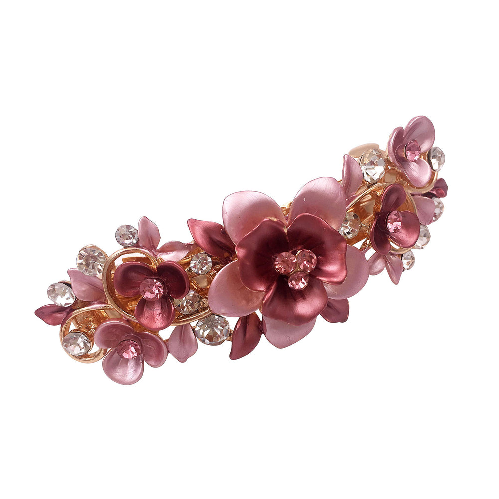 Lizzie Kay blue flower barrette with rhinestones for festive looks