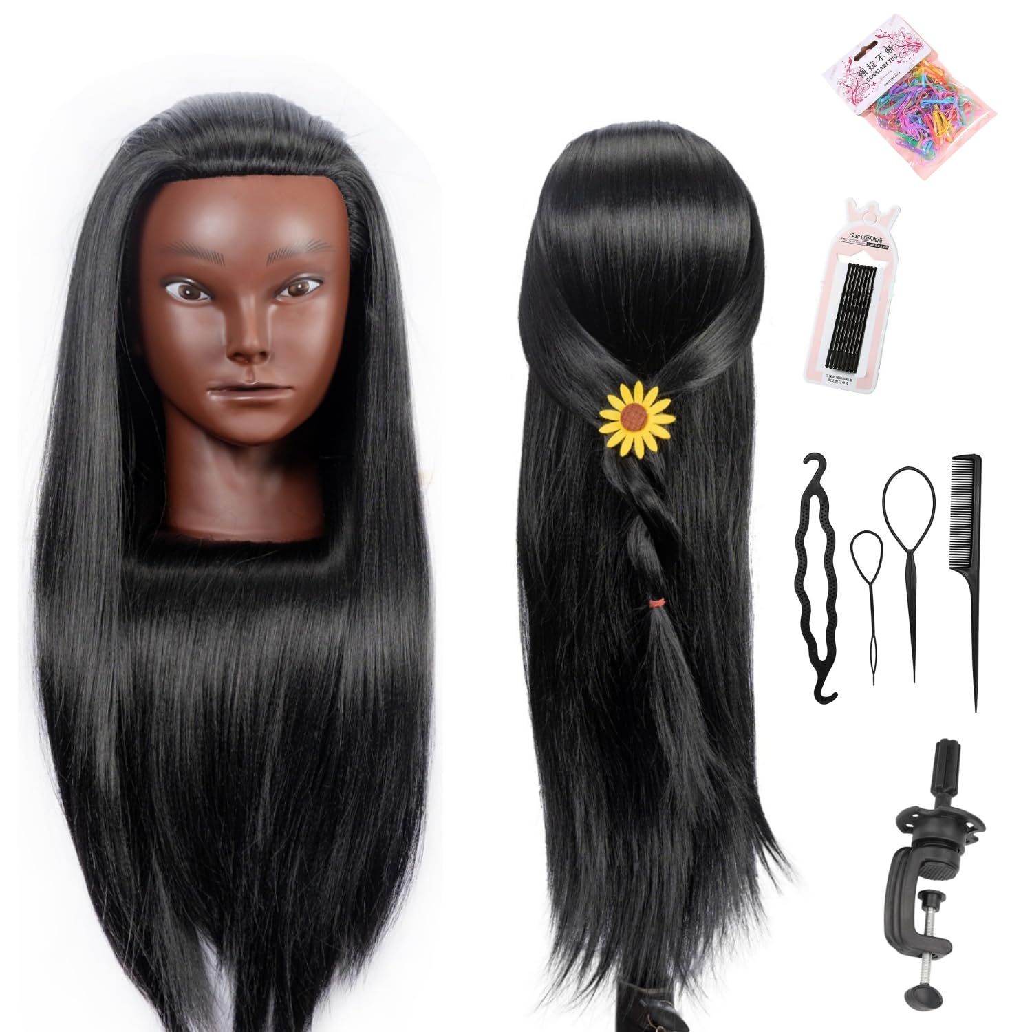 LJSMJF mannequin head frontal view for realistic styling practice
